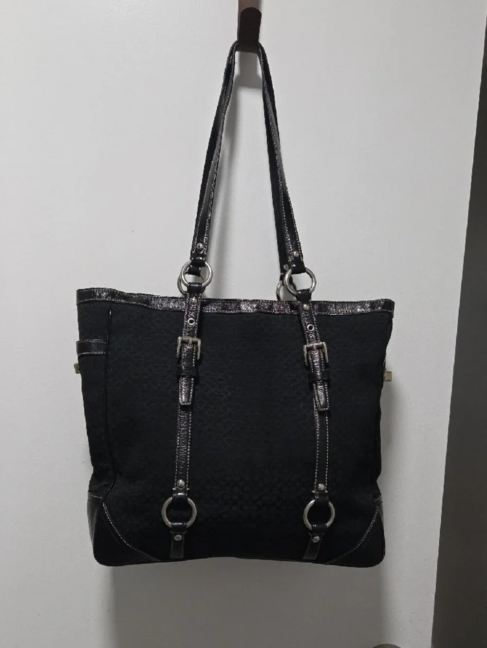 Coach Black Signature Jaquard Gallery Tote